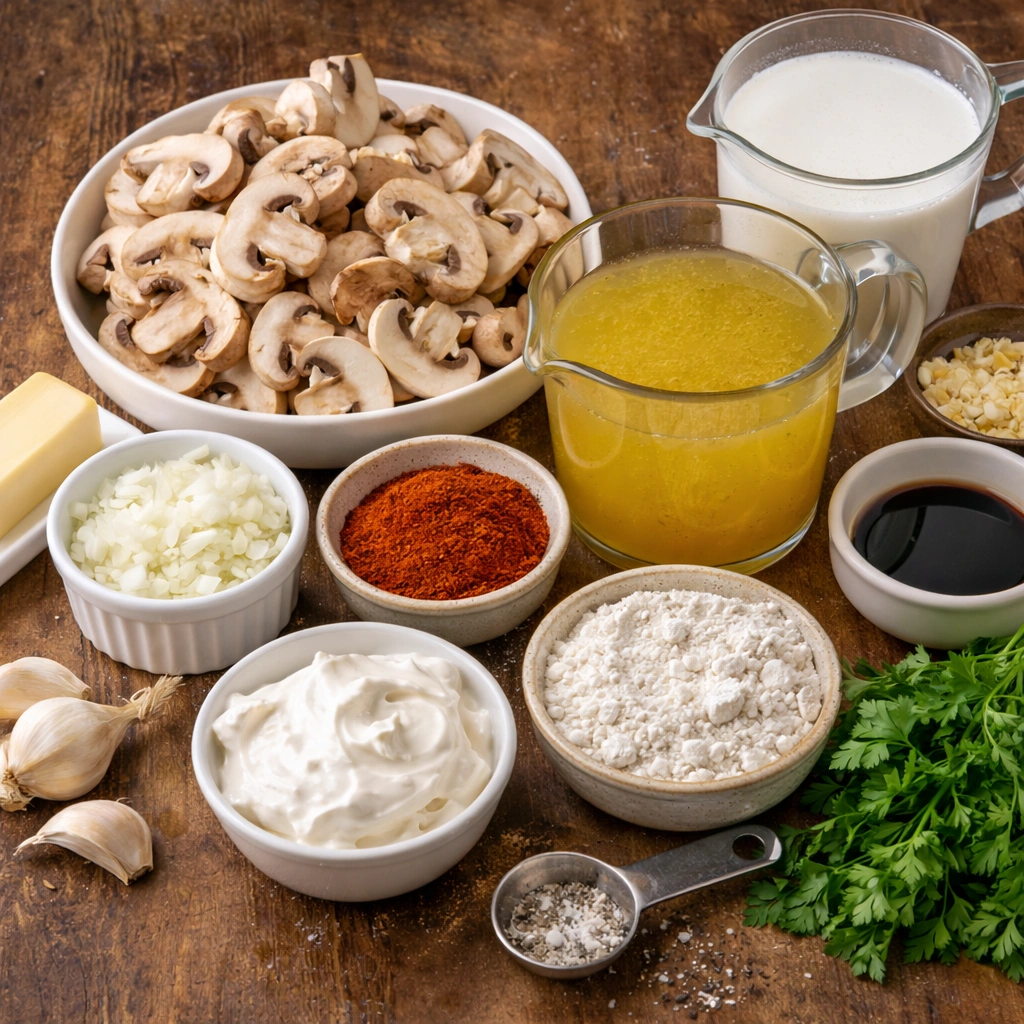 Ingredients(Hungarian Mushroom Paprika Soup)