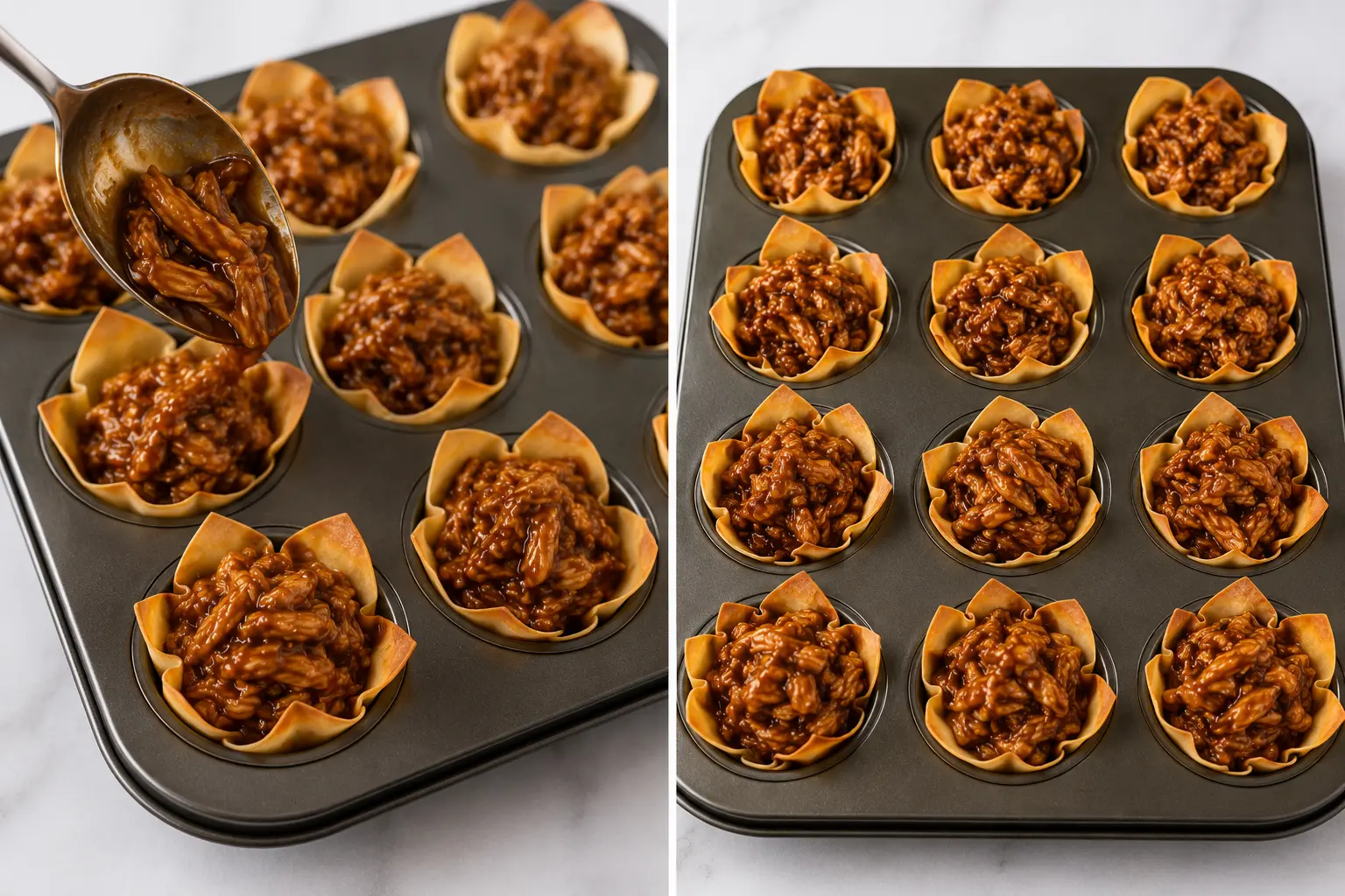Fill the Wonton Cups