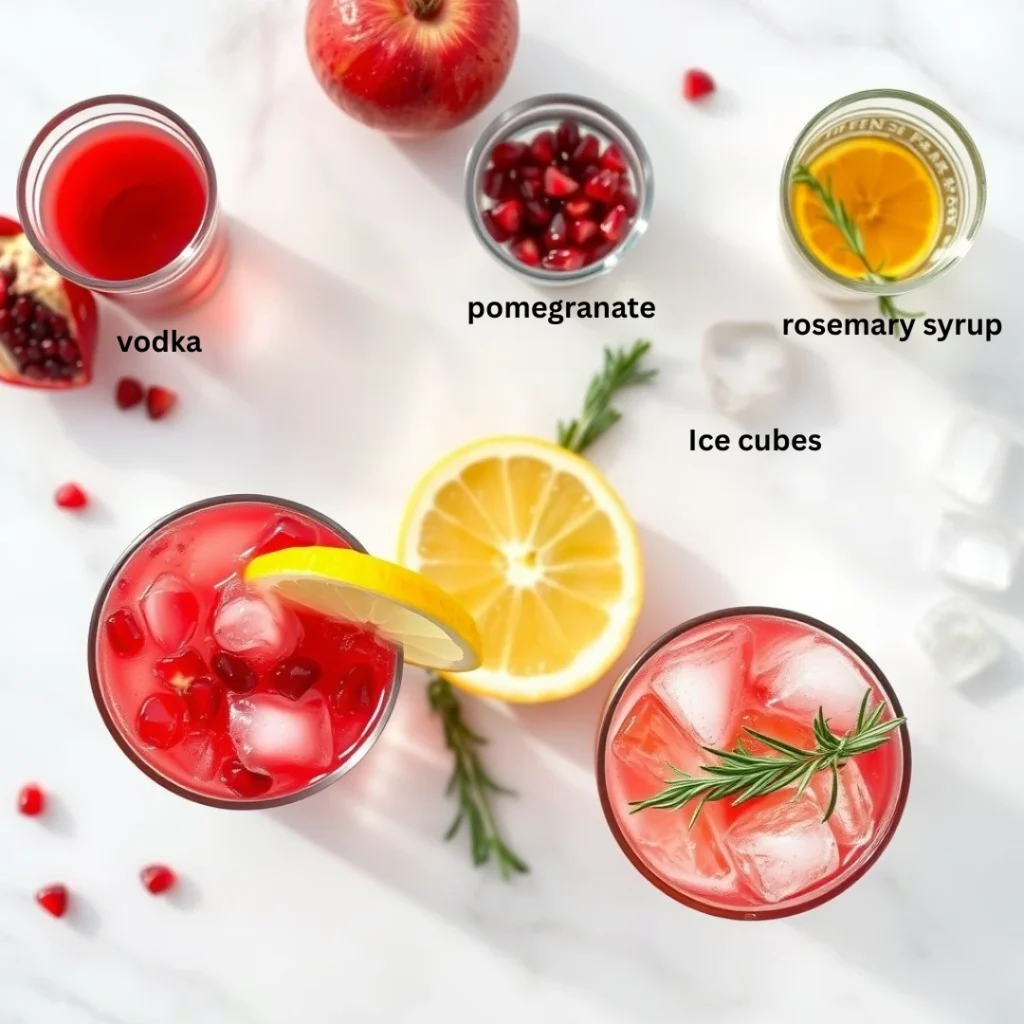 Pomegranate Rosemary Cocktail ingredients