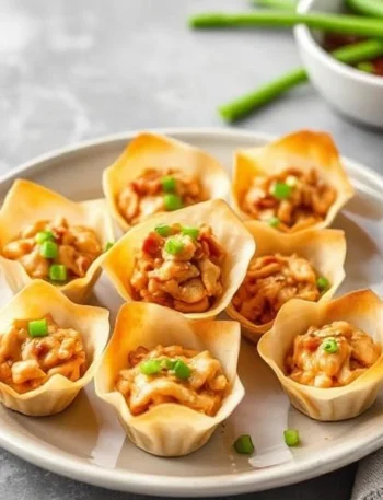 Honey Garlic Chicken Wonton Cups