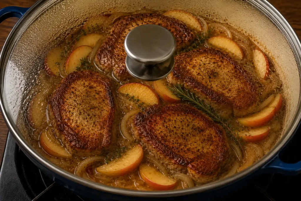 Braising the Pork Chops