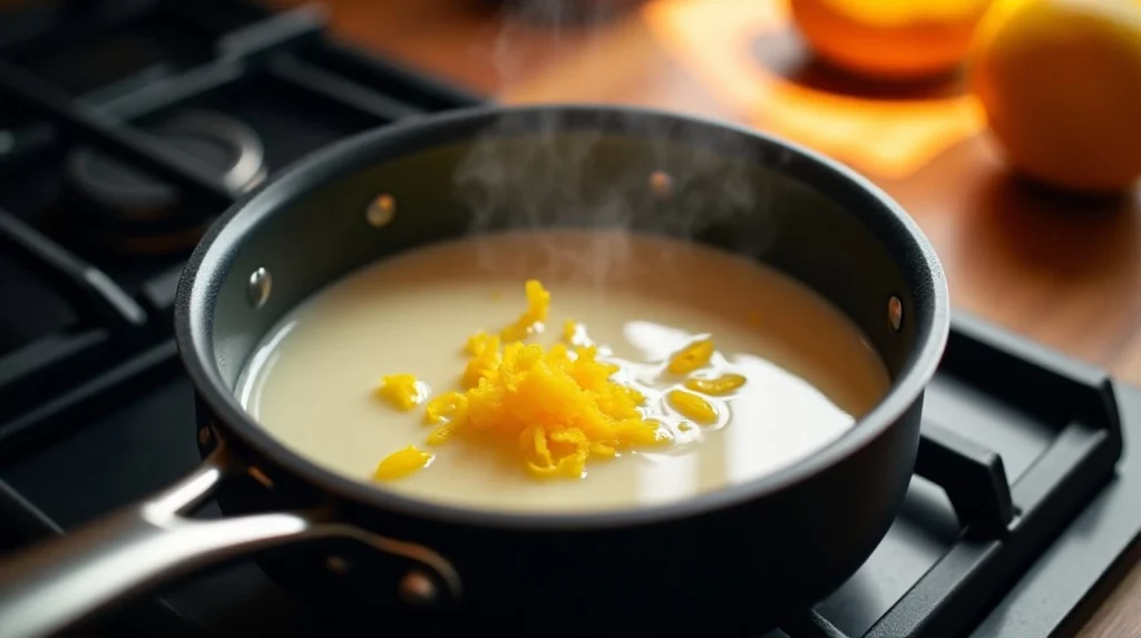 combine the heavy cream, milk, sugar, and lemon zest