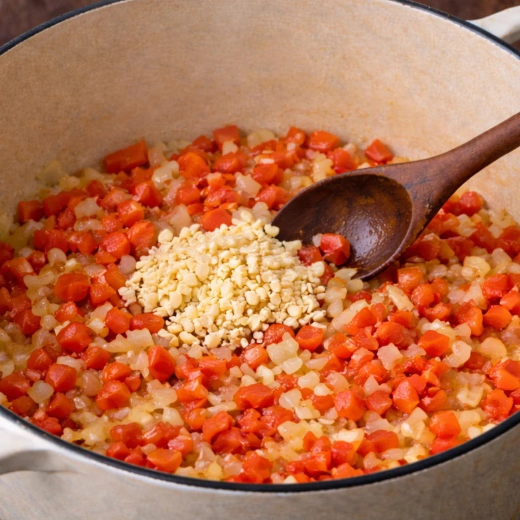 add the minced garlic and bell pepper