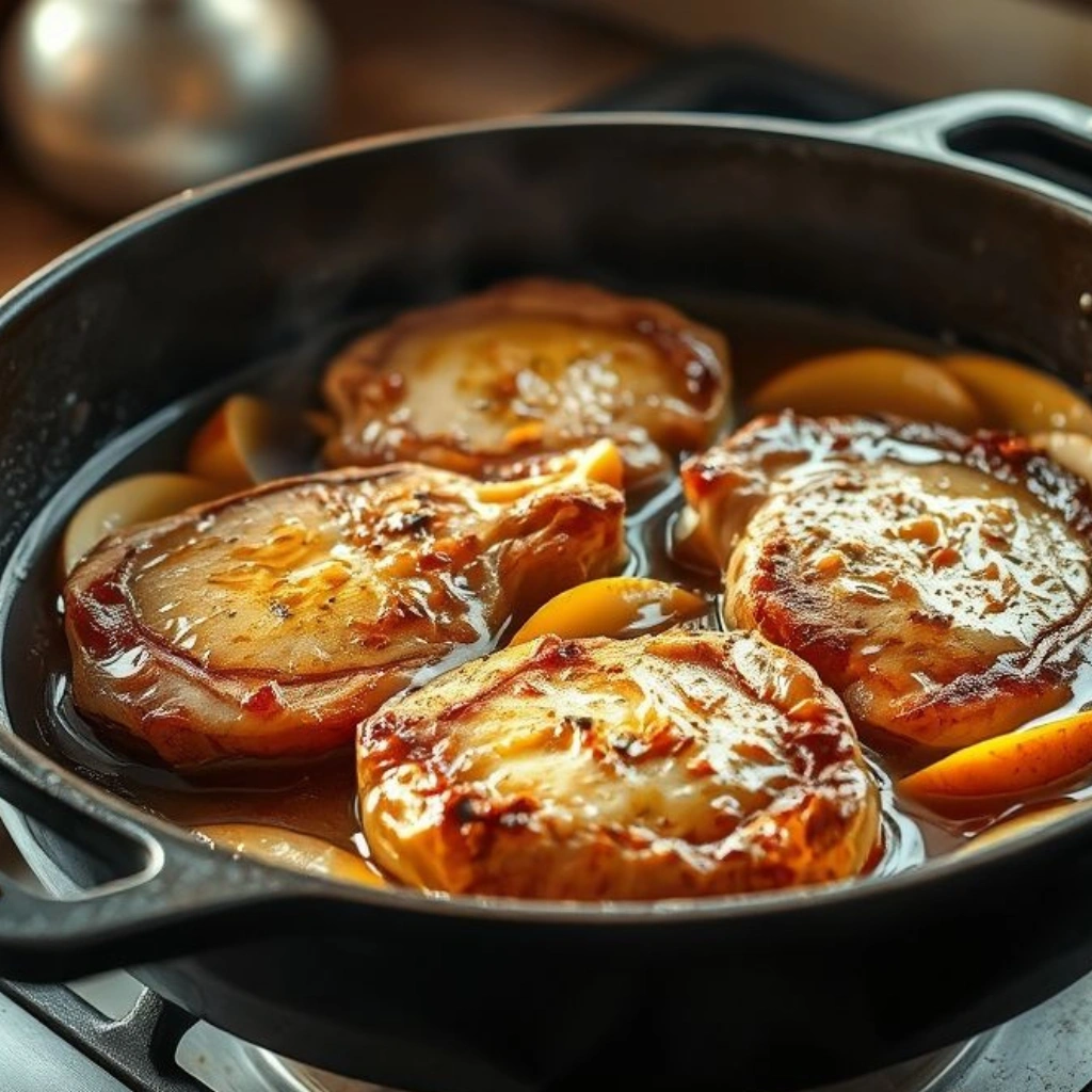 Braising the Pork Chops