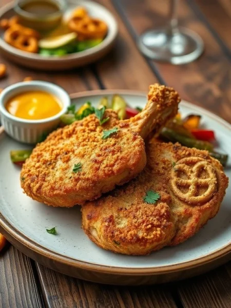Pretzel Crusted Pork Chops