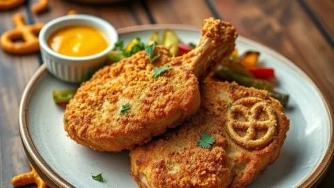 Pretzel Crusted Pork Chops