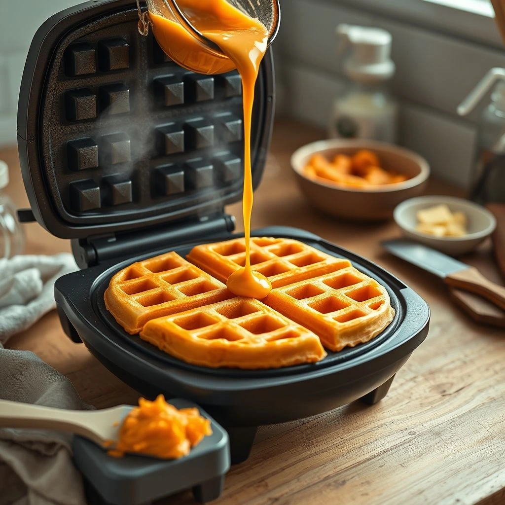 Cook the Sweet Potato Waffles