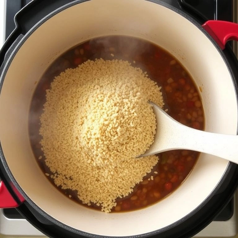 Adding the Bulgur with lentil