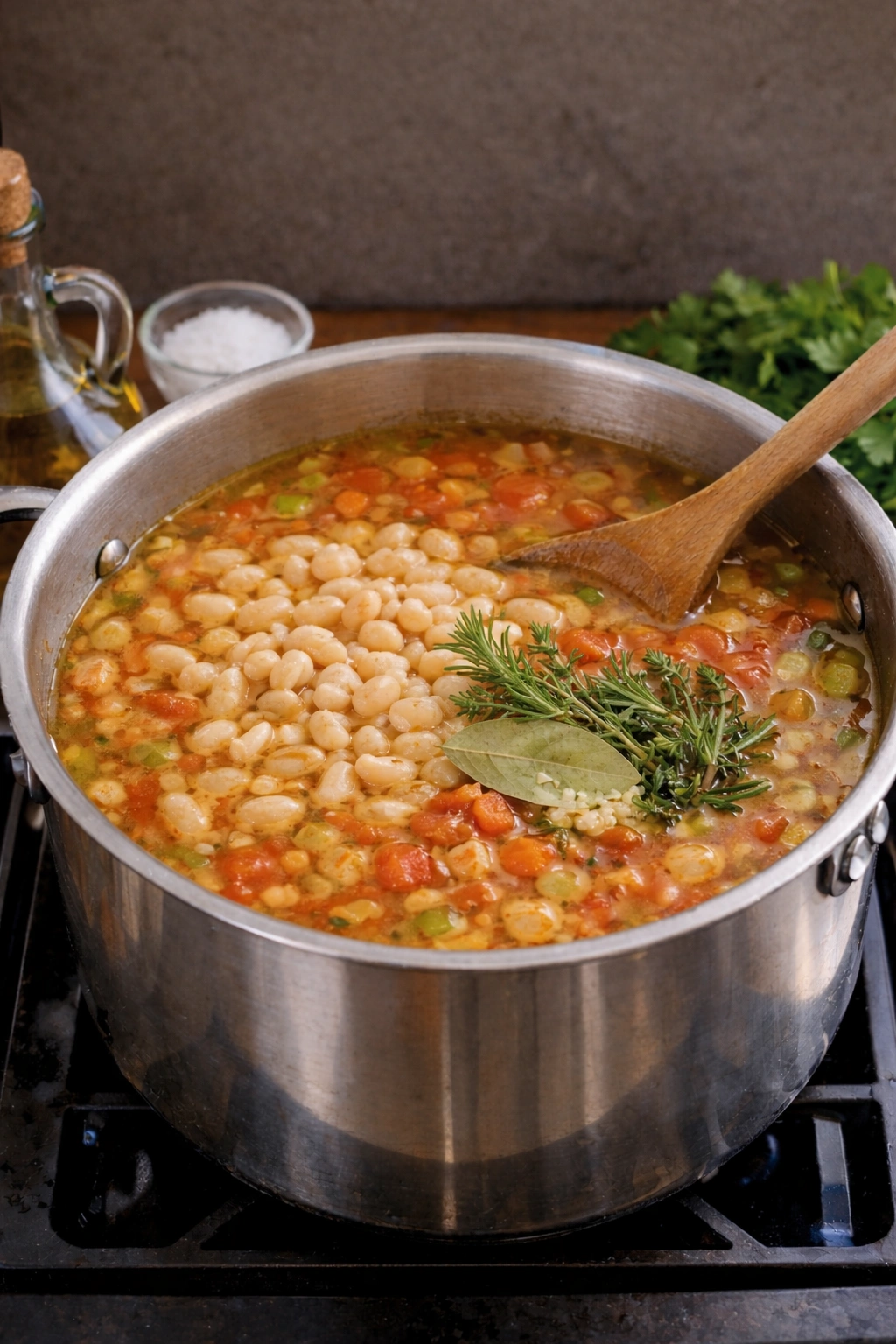 Adding the Beans and Broth