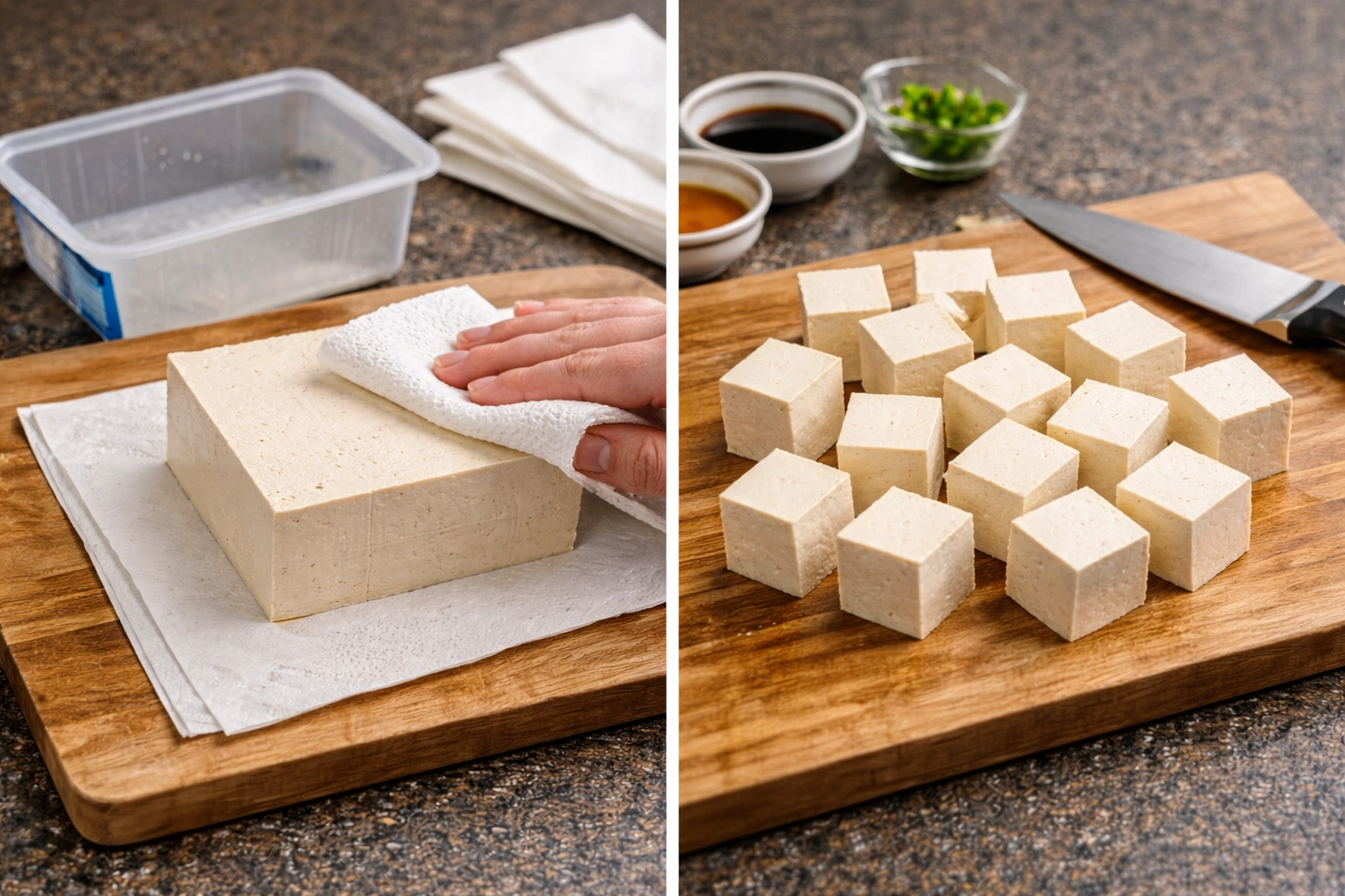 Drain and Cut Tofu