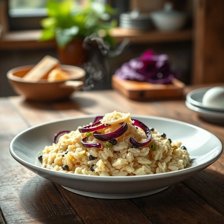 Serving the Risotto al Radicchio
