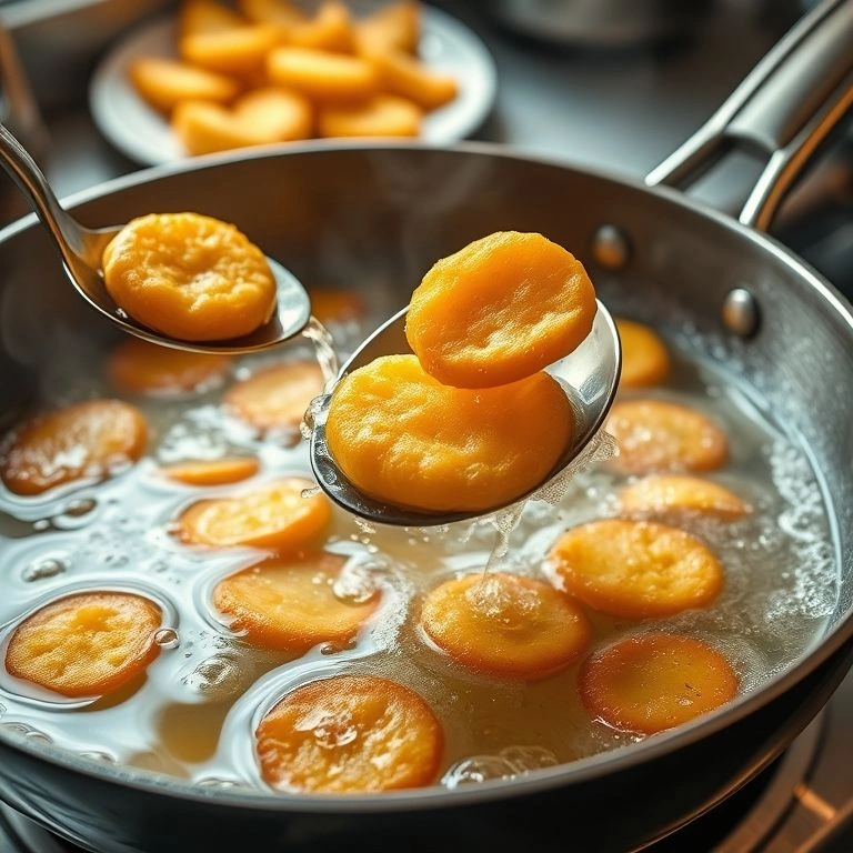 Frying the Yaki Imo Tempura