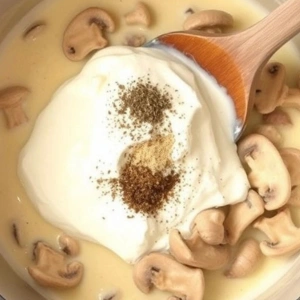 Finish the Cream of Mushroom Stroganoff