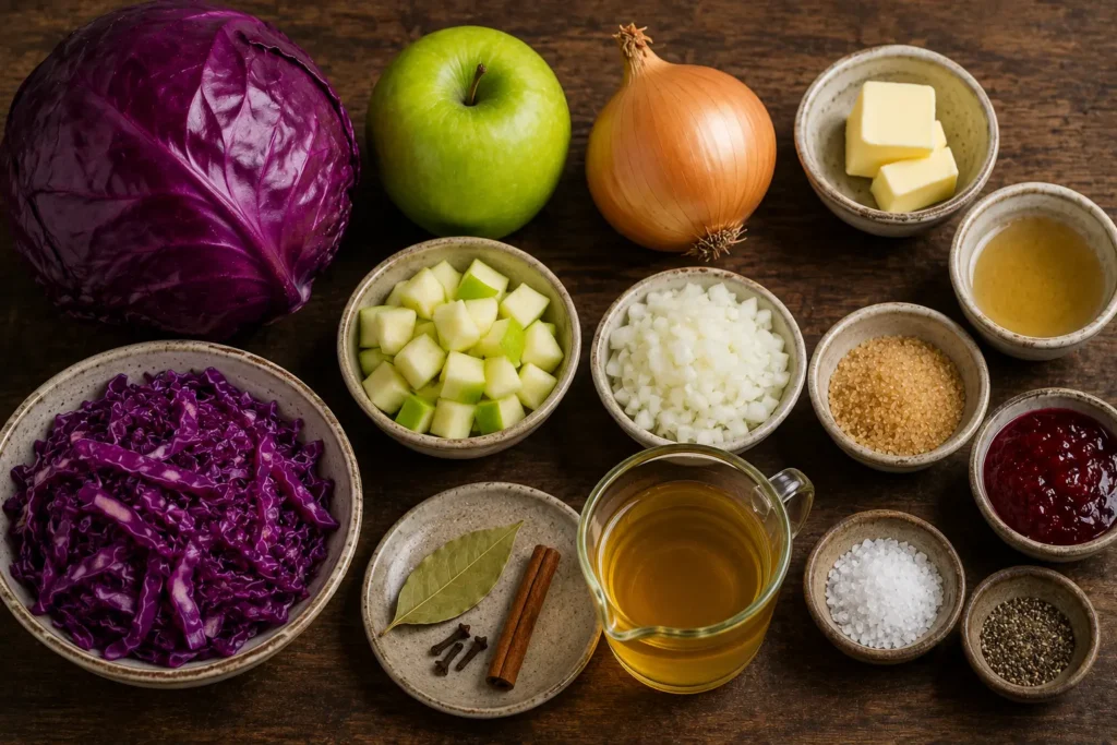 Ingredients of German Rotkohl Recipe
