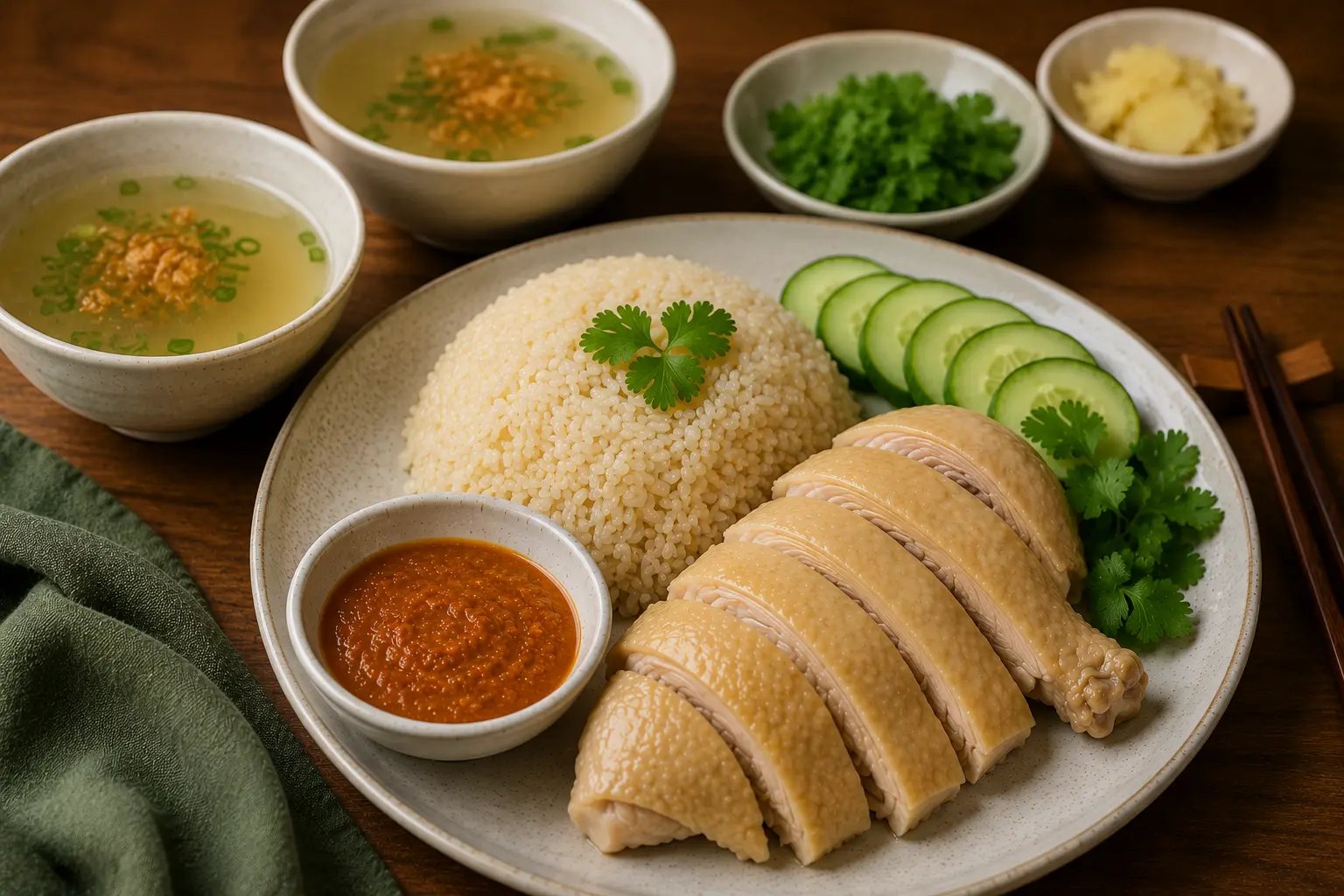 Finish and Serve - khao man gai recipe