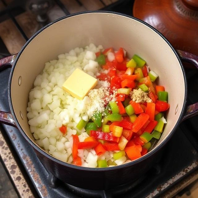 Sautéing the Onions and Peppers