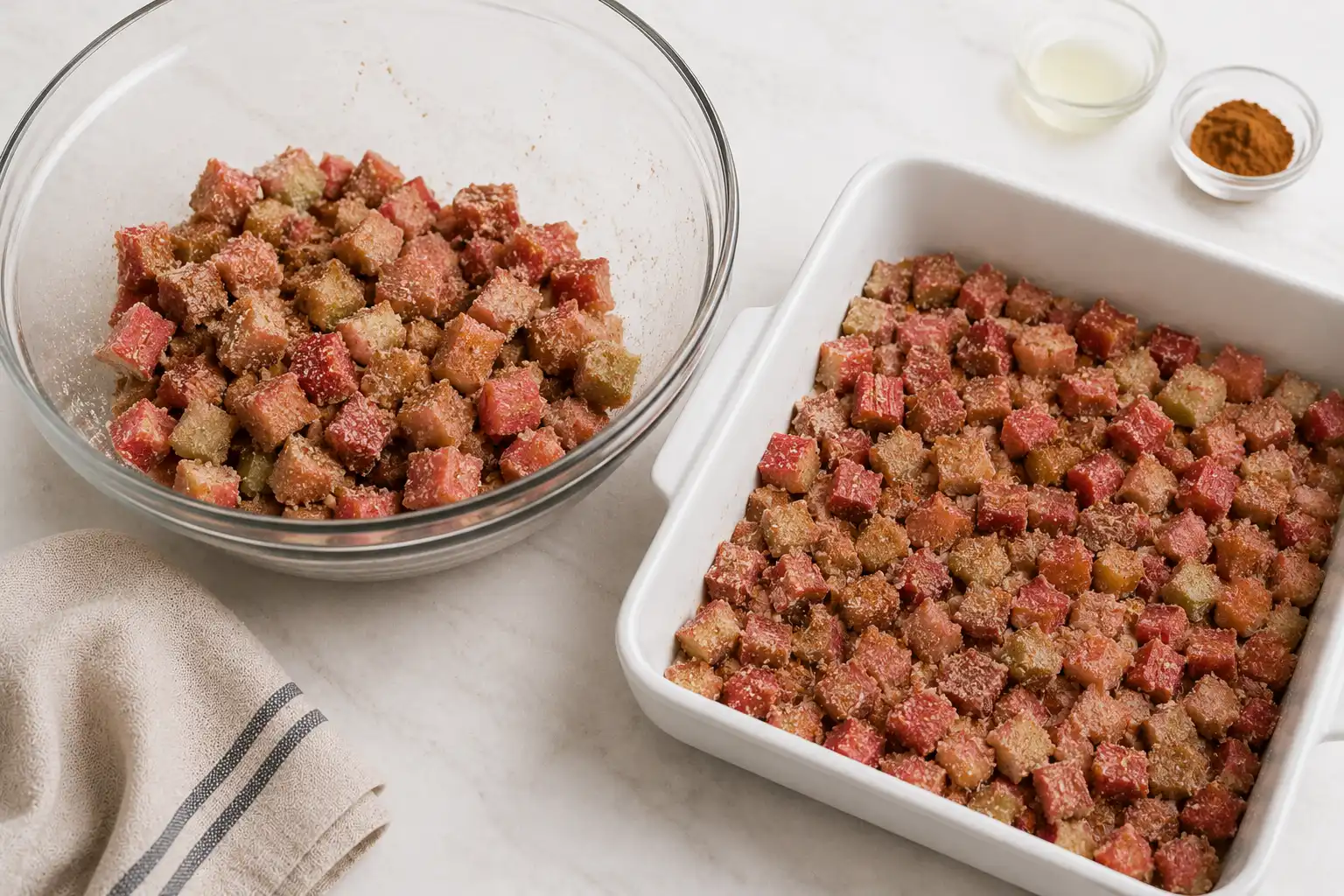 Coat the Rhubarb Evenly