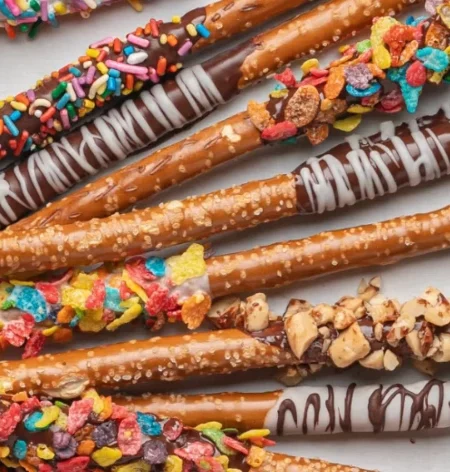 Easy Chocolate Dipped Pretzel Rods