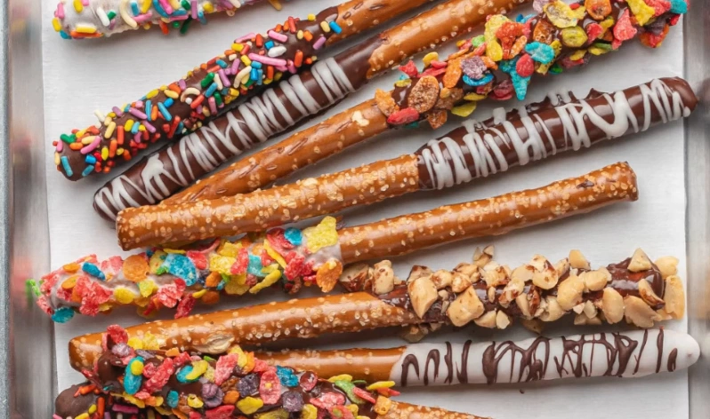 Easy Chocolate Dipped Pretzel Rods