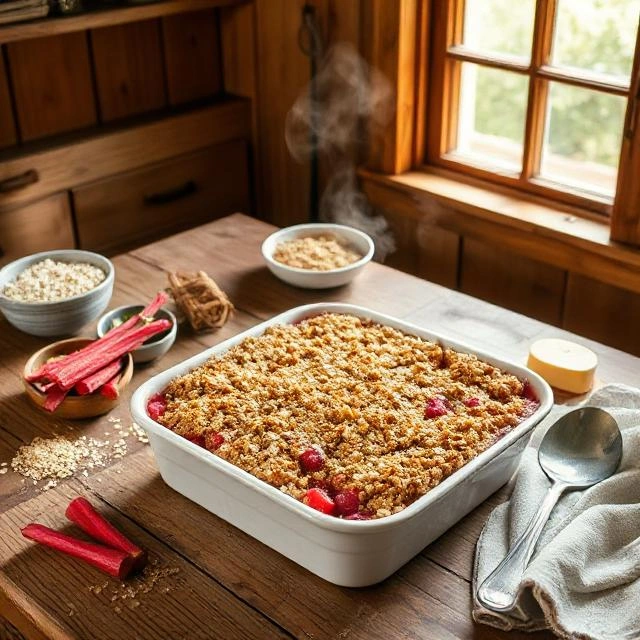 Old-Fashioned Oatmeal Rhubarb Crisp