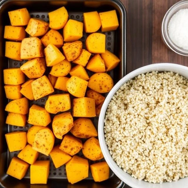 Preparing Pumpkin and quinoa