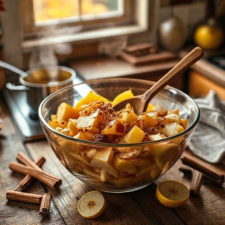 Preparing the Bourbon Apple Filling