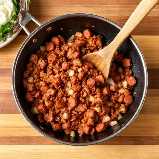 Preparing the Chorizo