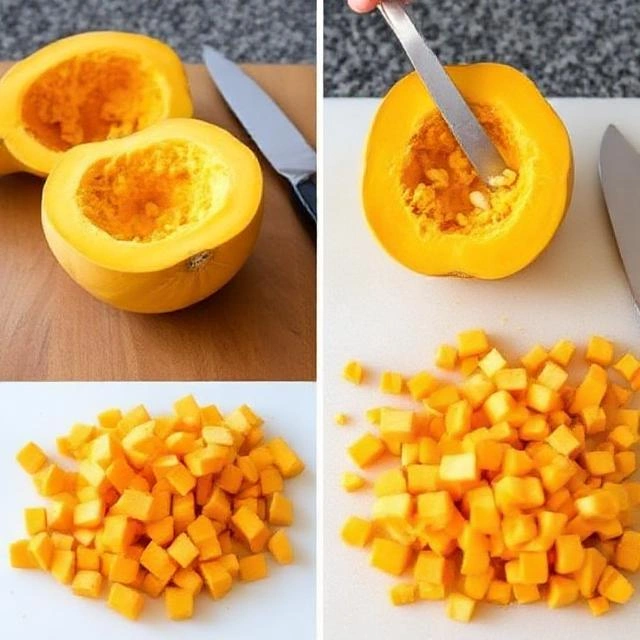 Peeling & Dicing the Squash