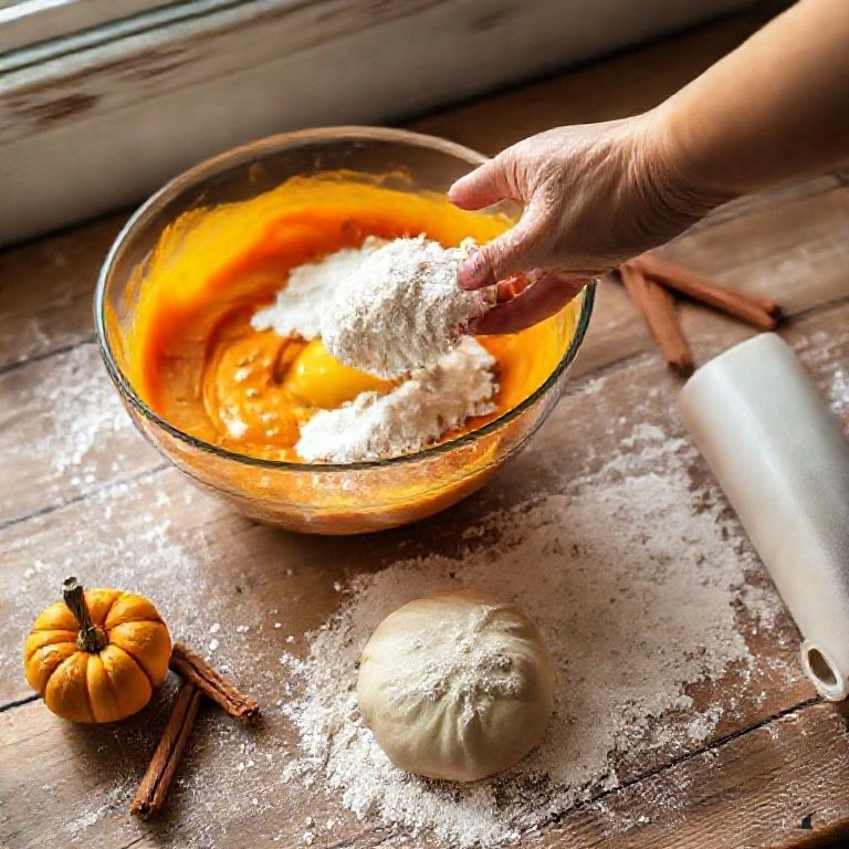 Preparing the Pumpkin Dumpling Dough
