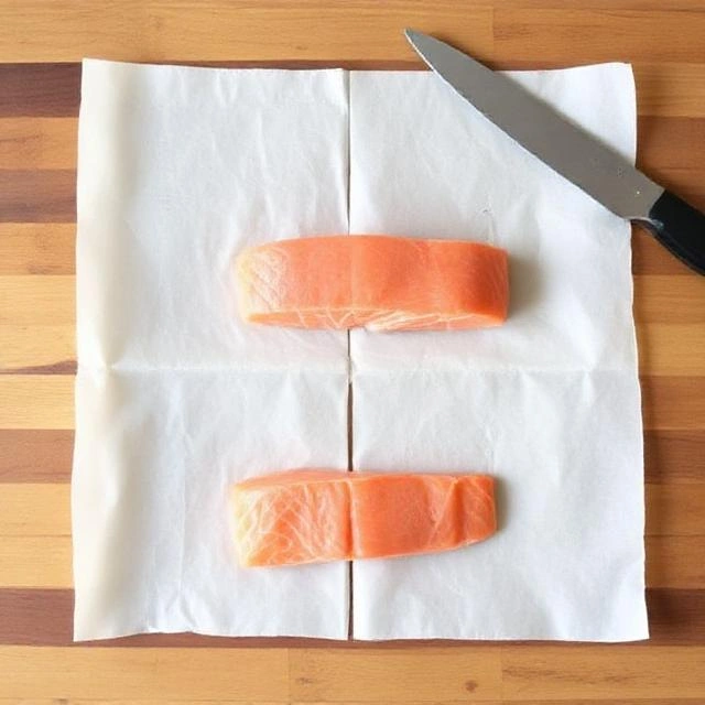 Place the salmon fillets on the parchment