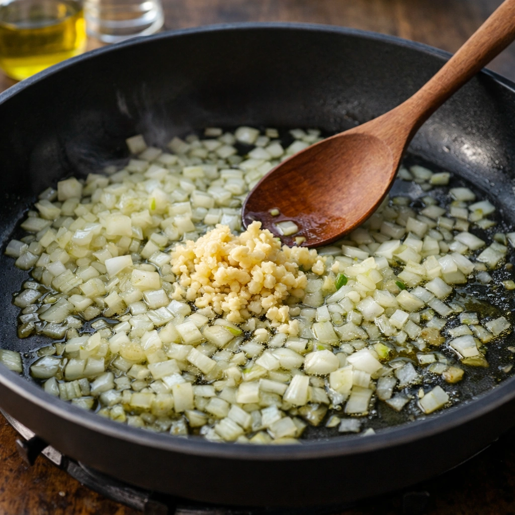 cook onion and garlic until fragrant
