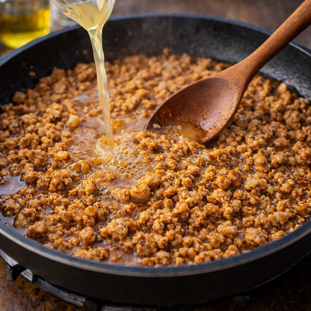 pour in the chicken broth