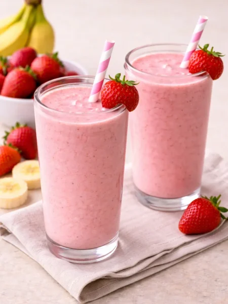 healthy strawberry smoothie for breakfast