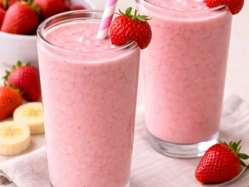 healthy strawberry smoothie for breakfast