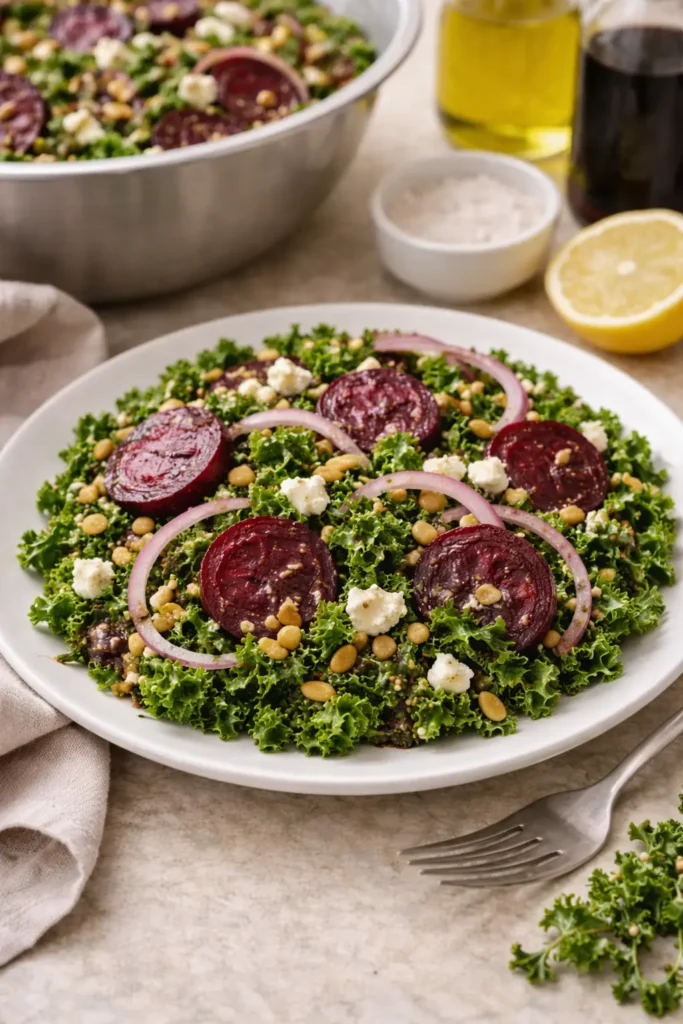 Easy Kale Beet Goat Cheese Salad