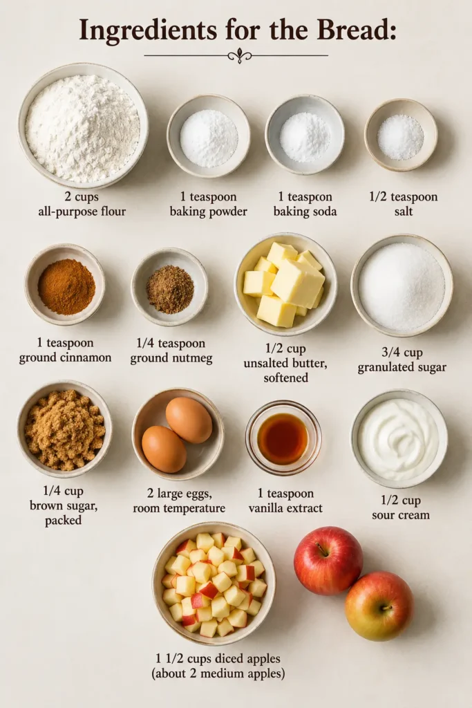Ingredients for Apple Streusel Bread Recipe