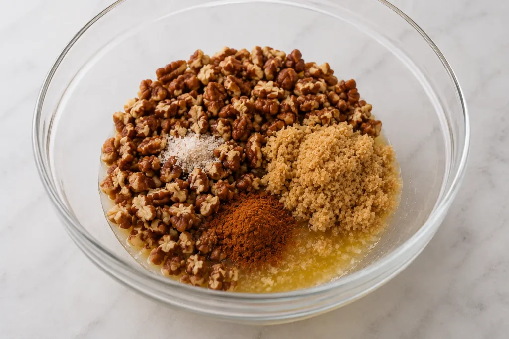 Preparing the Pecan Topping