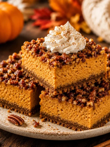 Pumpkin Pecan Cheesecake Bars