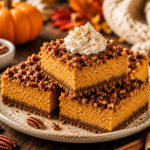 Pumpkin Pecan Cheesecake Bars